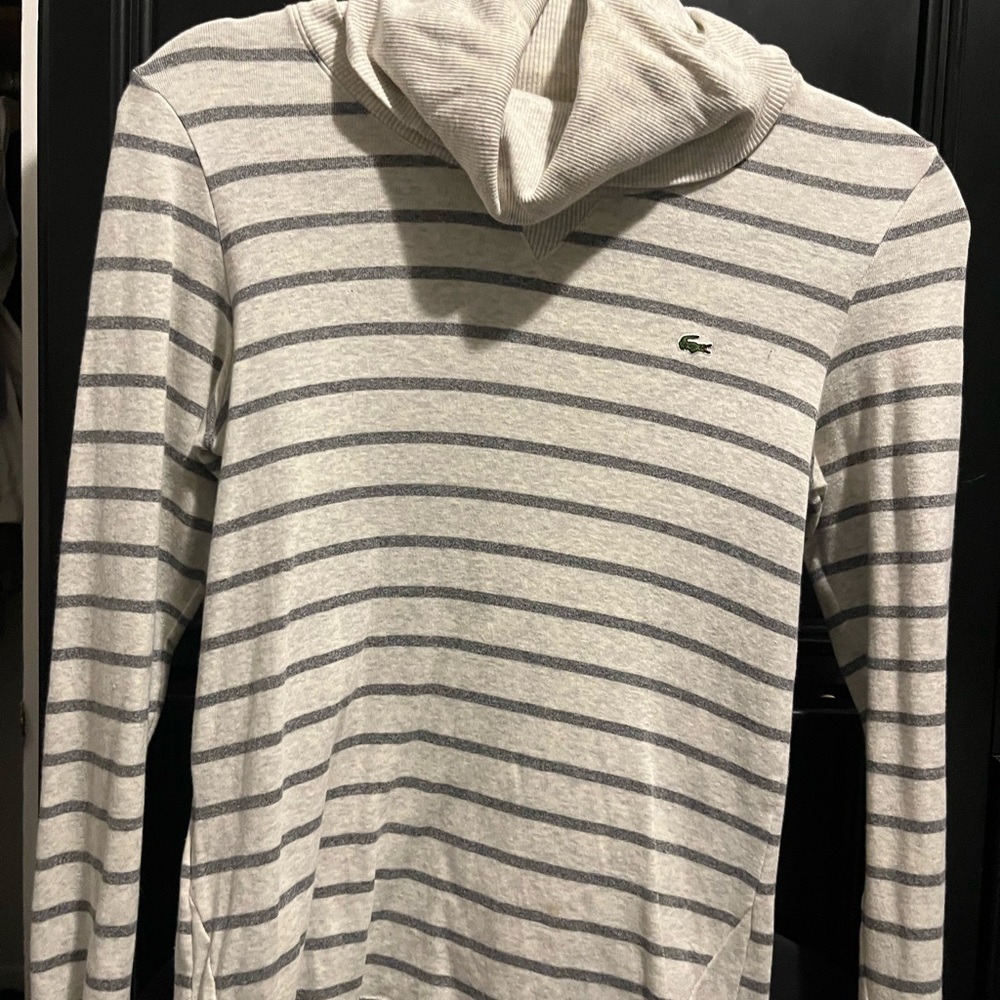 Size small women’s Lacoste cowl neck long sleeve shirt.